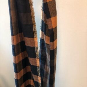 Plaid Scarf in Black and Orange